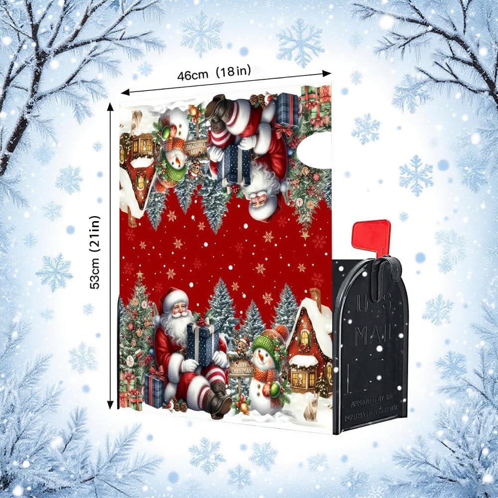 Christmasthemed mailbox cover, magnetic waterproof mailbox packaging, standard size18x21in, snow white Oxford cloth garden decoration, suitable for Christmas, Thanksgiving, and winter outdoor gardens.