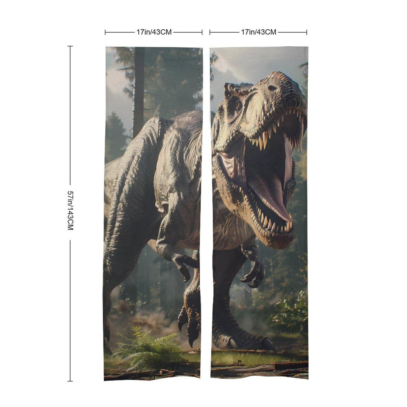Fierce Dinosaur Noren Doorway Split Shower Curtain Long Type Window Treatment for Privacy Partition Divider