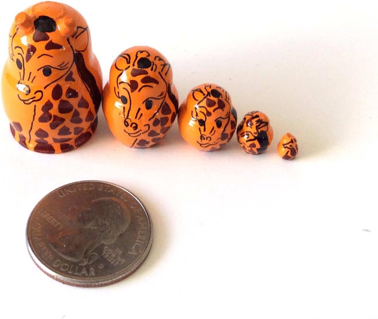 1.25" Tall MINI Giraffe Hand Painted Nesting Doll Signed
