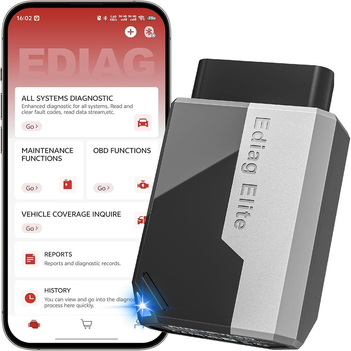 Ediag Elite KINGBOLEN Bluetooth OBD2 Scanner, Lifetime NO Cost Update | Bidirectional Scan Tool for iOS & Android, Wireless All System Car Diagnostic Scanner, 15+ Reset Service, CANFD, FCA AutoAuth