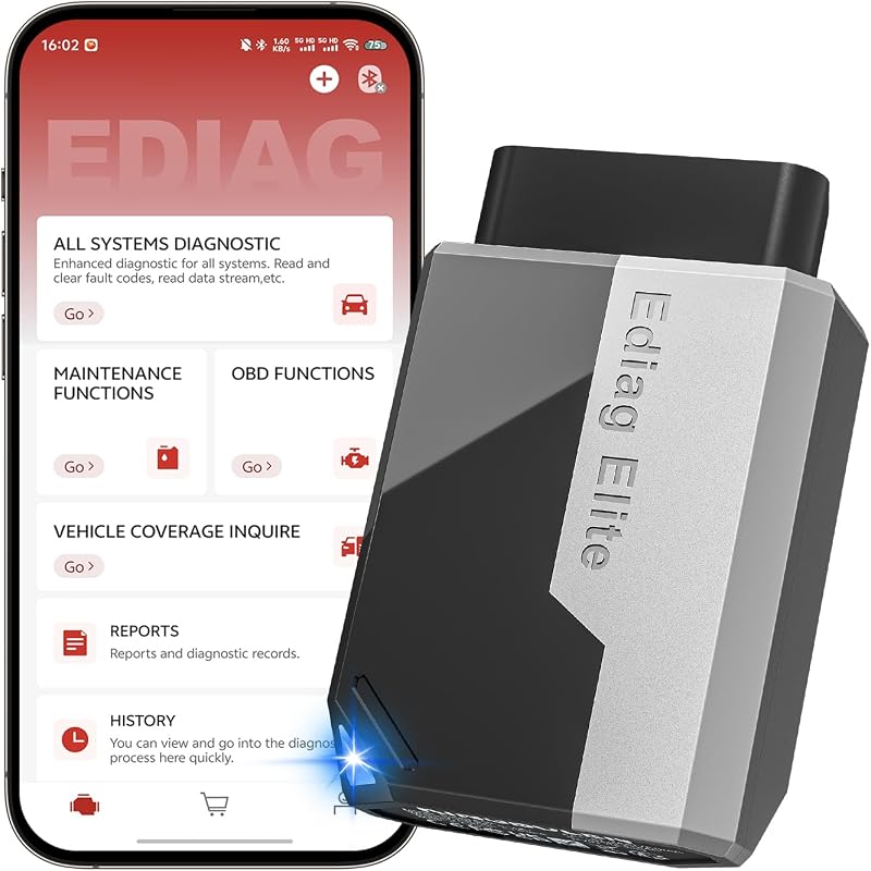 Ediag Elite KINGBOLEN Bluetooth OBD2 Scanner, Lifetime NO Cost Update | Bidirectional Scan Tool for iOS & Android, Wireless All System Car Diagnostic Scanner, 15+ Reset Service, CANFD, FCA AutoAuth