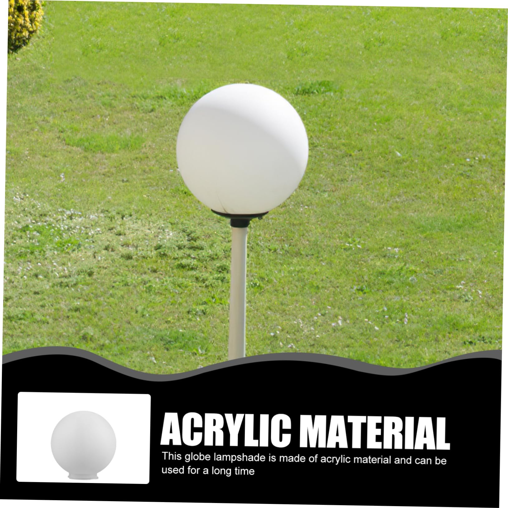 Globe Pour Lampadaire Extérieur En Acrylique Blanc 200mm - Abat-jour Sphérique Résistant Aux UV, Remplacement Facile