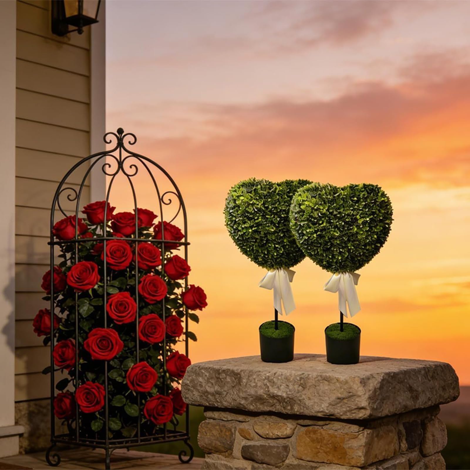 Topiaria Artificial Decoración De San Valentín con Falso