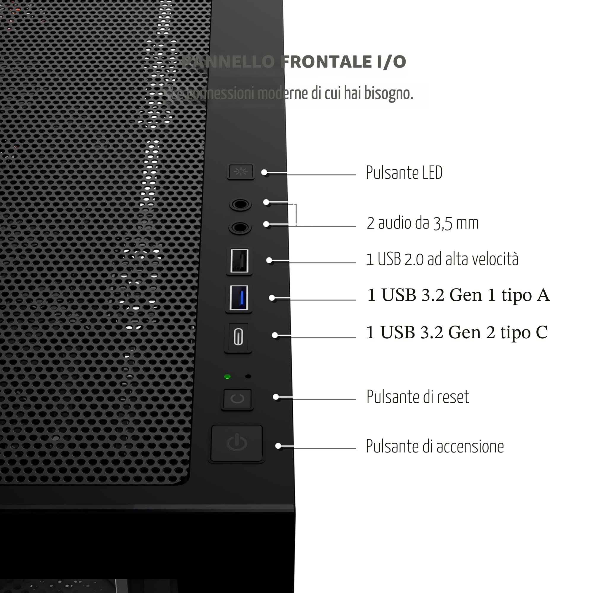 KEDIERS Case PC Preinstallato con 4 × 120MM Ventola Nera, Case PC Mid Tower ATX, Case Computer con Vista Panoramica Pannello Frontale in Vetro Temperato, Nero, P4