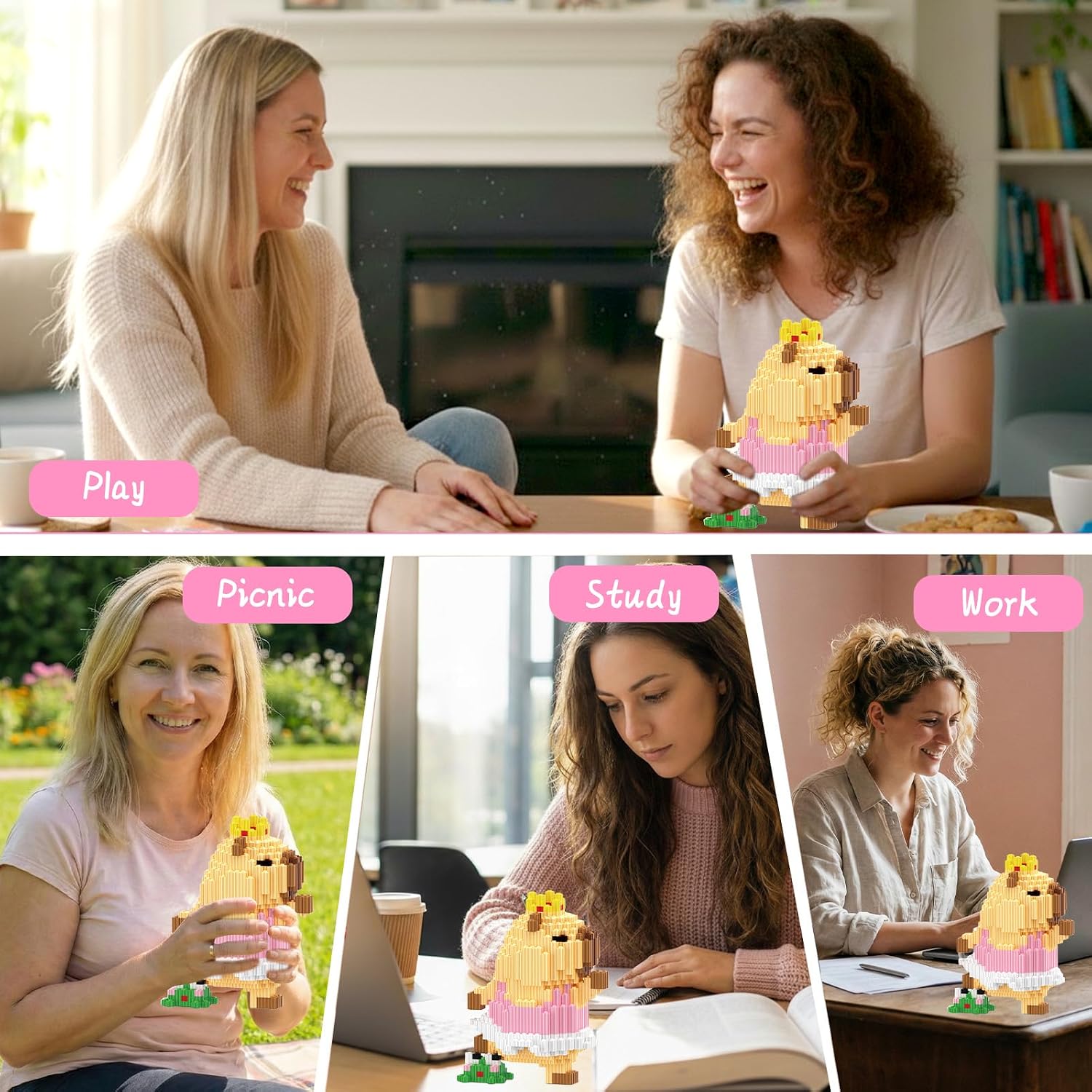 Capybara Building Blocks, 1680 PCS Capybara Mini Building Block Sets, Dancing Capibara Micro Building Blocks, Party Favors Birthday Gifts for Adults