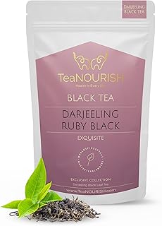 TeaNOURISH Darjeeling Ruby Black Tea | Single Estate Loose Leaf | Smooth & Fruity Flavor | Freshly Sourced Direct From Origin | Brew Hot or as Iced Tea - 1.76oz/50g
