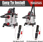 TunaMax Universal Work with All Shop Vacs Clear Extractor Attachment with 1-1/4" & 1-7/8" & 2-1/2" Adapters for Carpet Cleaning & Auto Detailing, Extraction Accessory for Wet Vacuum Cleaners