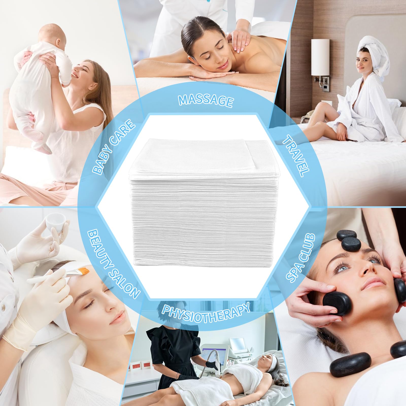 50 sábanas bajeras desechables de 84 x 35 pulgadas para mesa de masaje con elástico, transpirable, desechable, cubierta de mesa de masaje, fundas de cama de spa de tela no tejida, un solo uso para