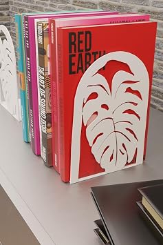 Risingmaber Dekoratif Beyaz Yaprak Desenli Metal Kitap Tutucu Kitap Desteği (İkili Set) MK14B