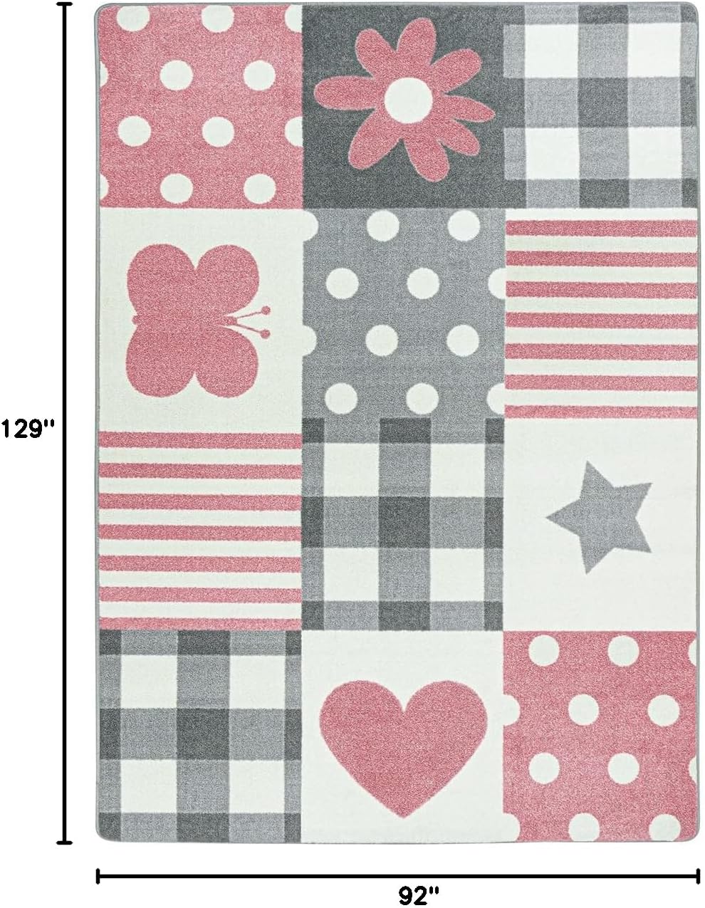 Joy Carpets Patchwork Girl 7'8" x 10'9" Area Rug in Color Blush