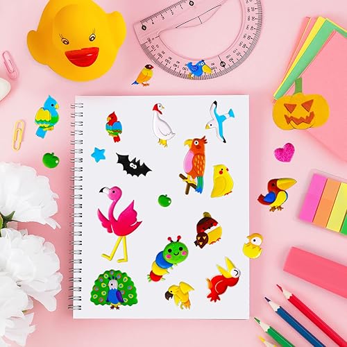 Miniatura 3 de Calcomanías 3D de pájaros hinchados para niños con colibrí loro periquito y cacatúa para manualidades, álbumes de recortes, laptop y decoración de