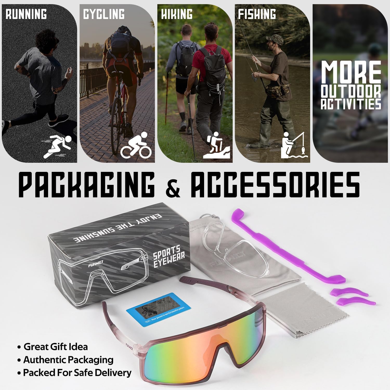 Baseball Sunglasses for Youth Adult Polarized Cycling Glasses TR90 Frame UV400 Sports Sunglasses for Baseball Cycling, FWED001