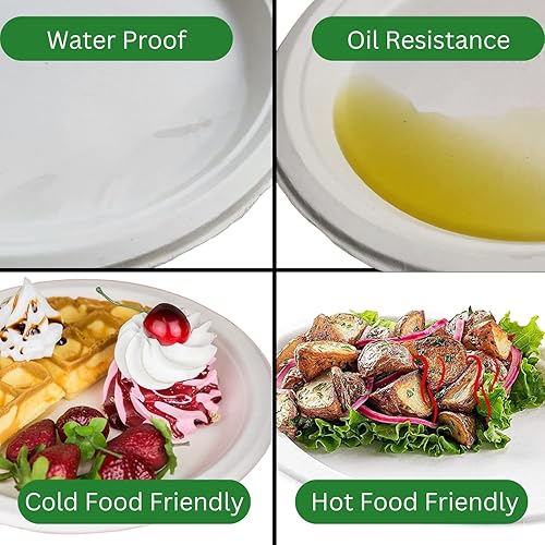 Miniatura 4 de urban crafts Juego de vajilla compostable de 300 piezas, ecológico, resistente, biodegradable y desechable, incluye platos, cucharas, tenedores,