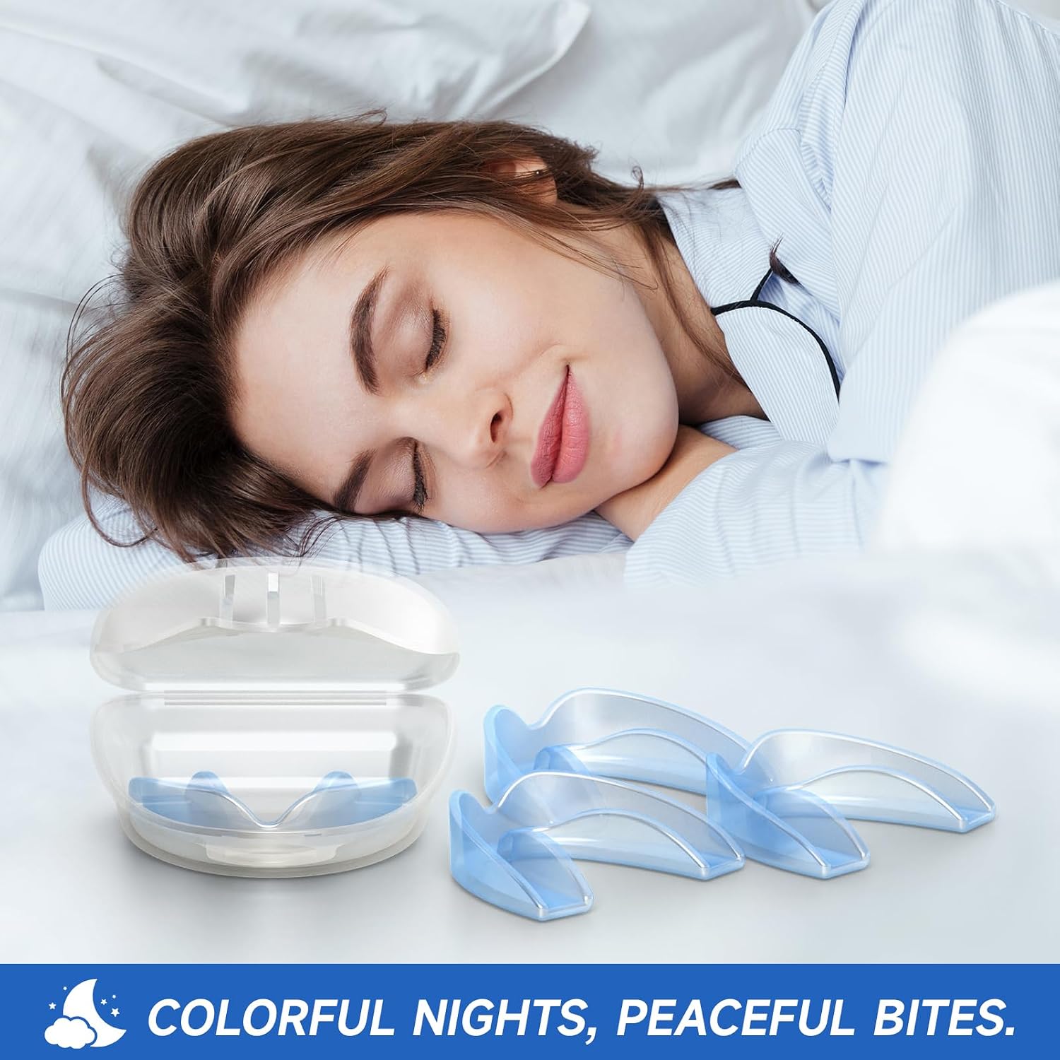 Blue Mouth Guard for Women & Adult, 4 Pack Medium Size