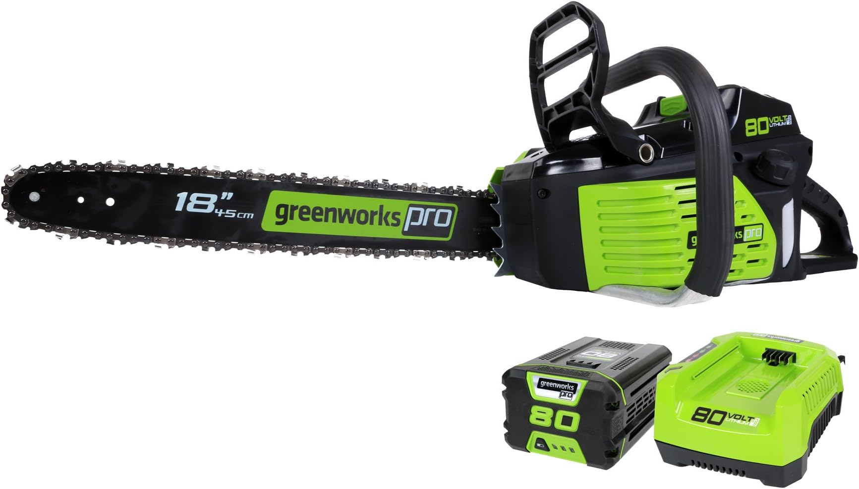80V 18" Brushless Cordless Chainsaw (Great For Tree Felling, Limbing, Pruning, and Firewood) / 75+ Compatible Tools), 2.0Ah Battery and Rapid Charger Included