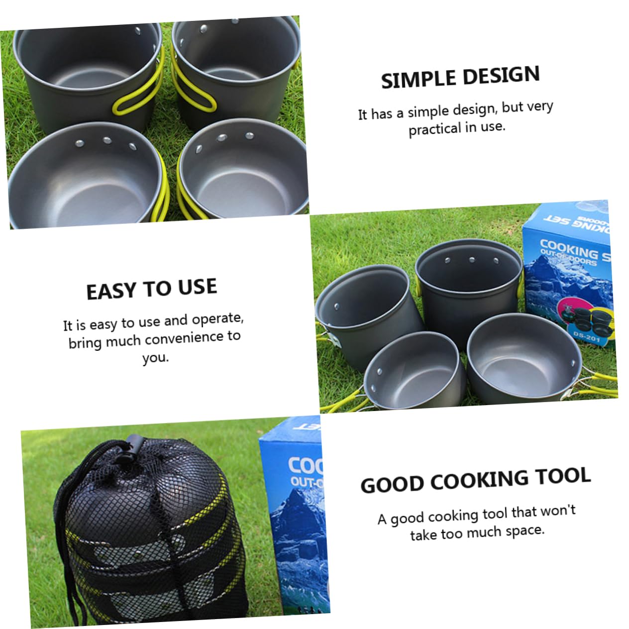 BESTonZON Équipement de Cuisine extérieur ustensiles de Cuisine de Camp marmites de Camping Cuisson Batterie de Cuisine de Camping ustensiles de Cuisine Portables en Plein air