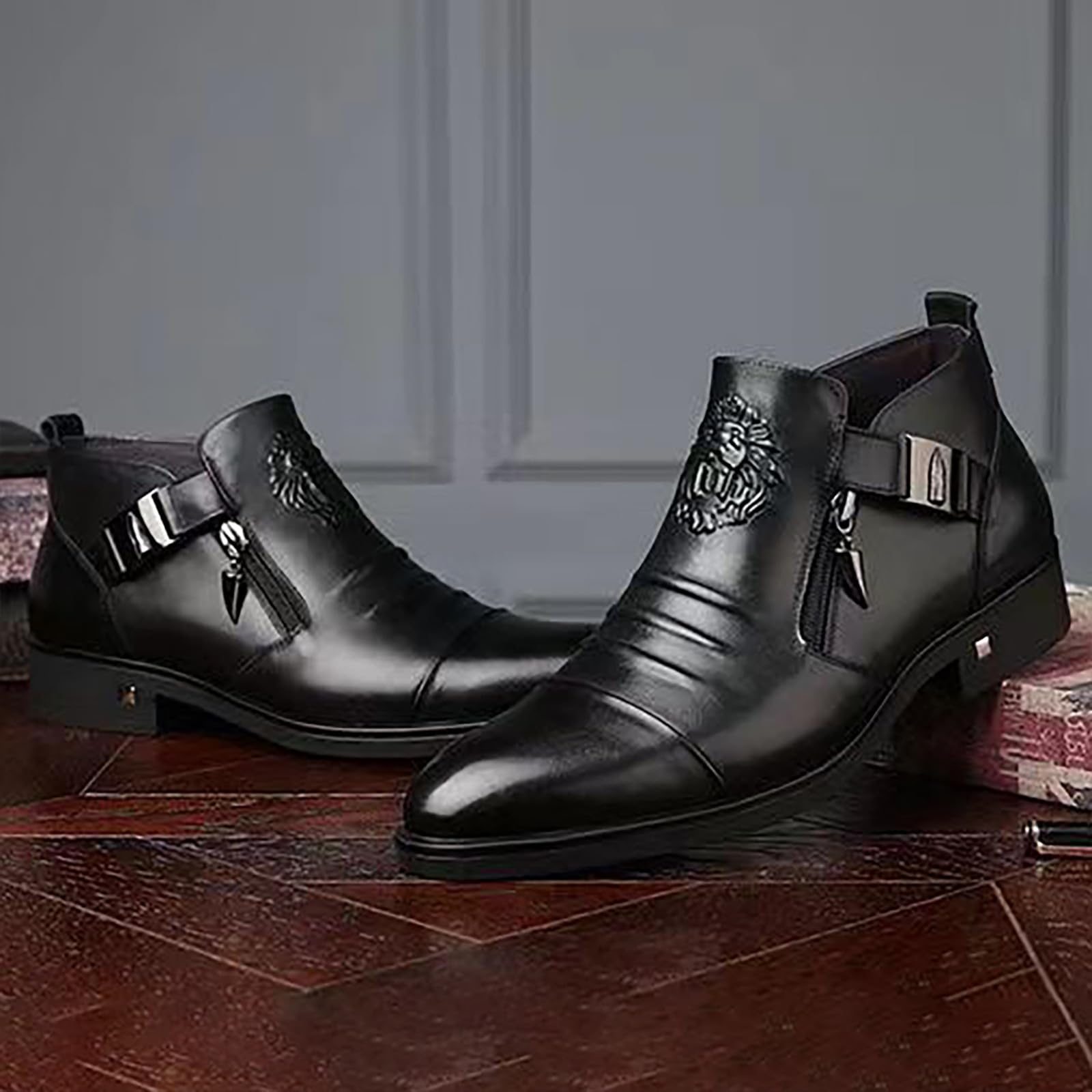 Generisch Scarpe da ballo da uomo nere scarpe da ballo scarpe di vernice con tacco basso eleganti scarpe in pelle scarpe da ballo scarpe basse Rockabilly scarpe da lavoro