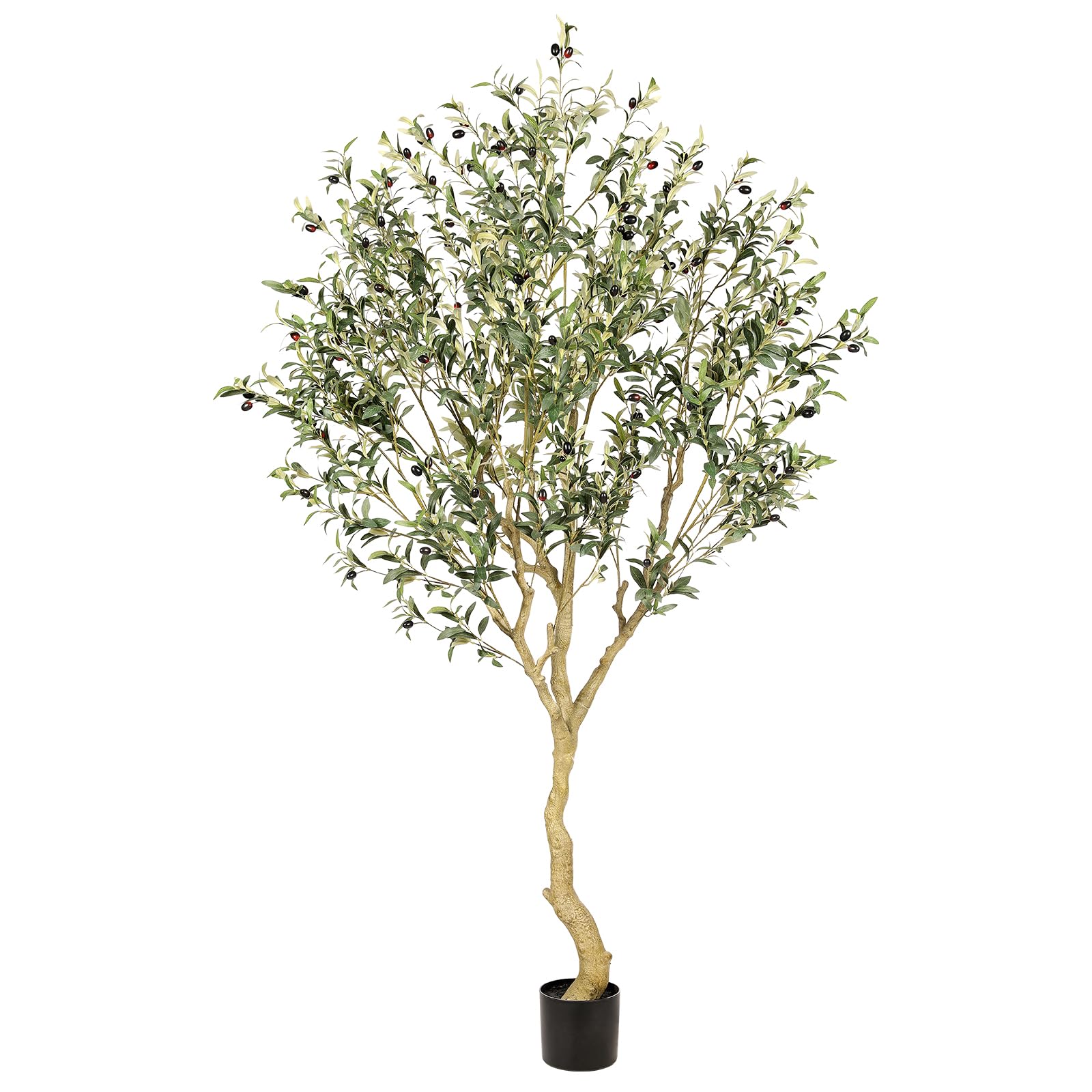 Realead 7FT Olive Trees Artificial Indoor - Tall Faux Olive Tree 7 Feet with Realistic Leaves and Natural Wood Trunk - Potted Fake Olive Tree for Modern Home Office Living Room Floor Decor Indoor