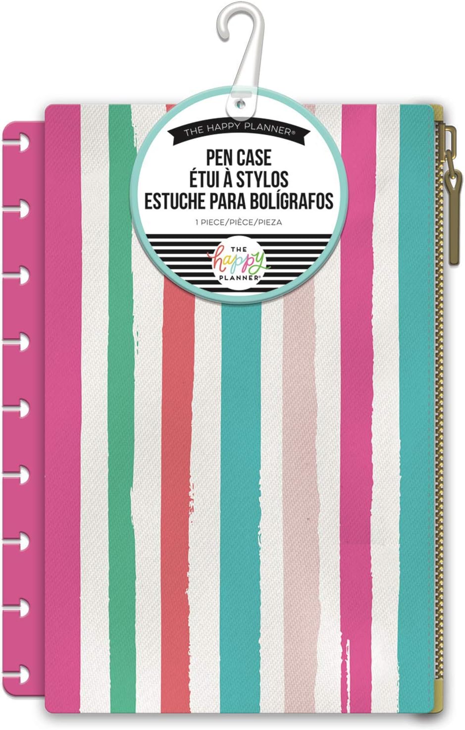me & my BIG ideas Snap-In Pen Case - The Happy Planner Scrapbooking Supplies - Multi-Color Stripe - Fabric Zippered Pouch - Holds Pens, Pencils & Small Accessories - Snaps Into Your Happy Planner
