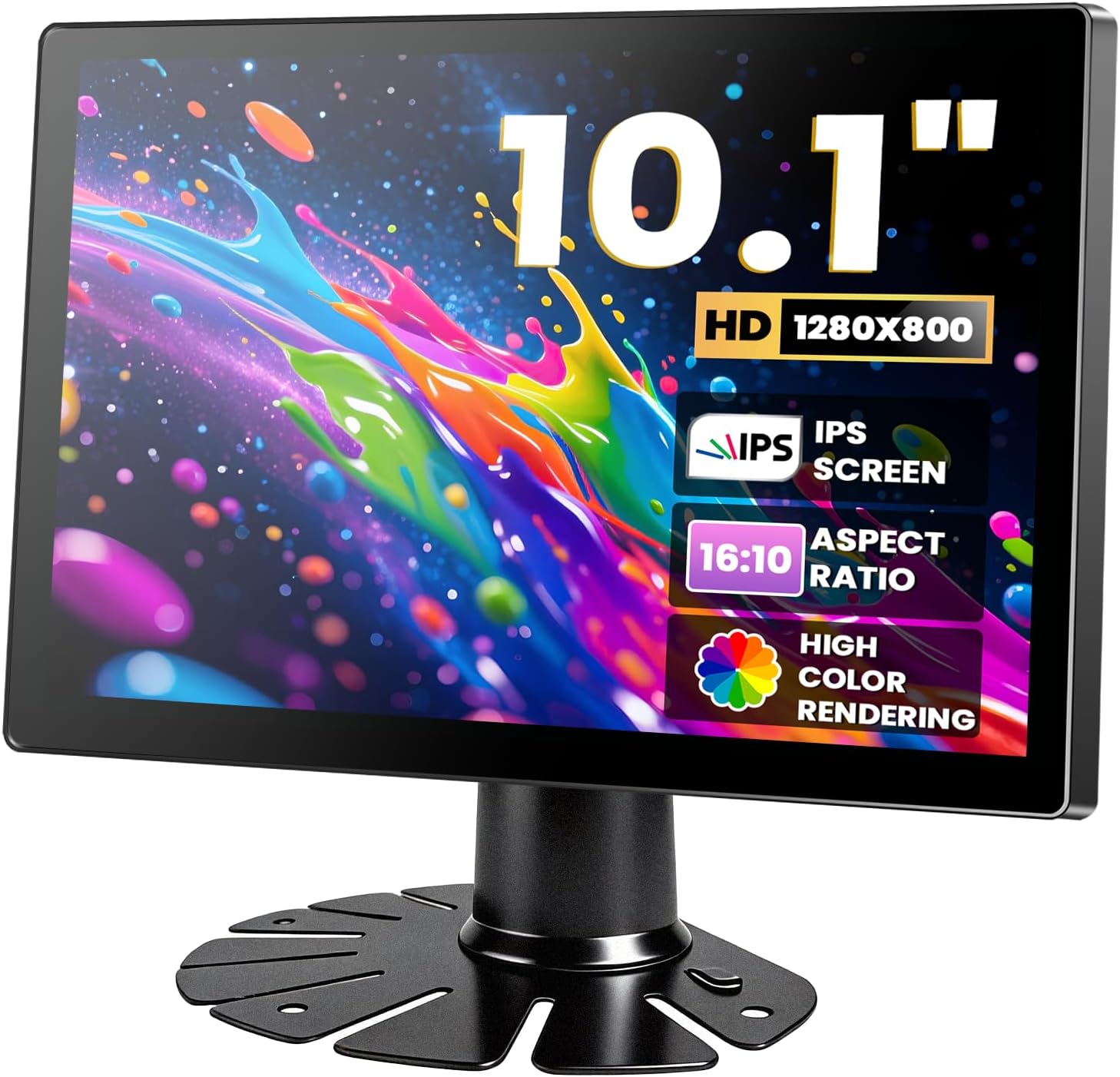 10.1 Inch Mini Monitor,1280x800 IPS Small Monitor,100% sRGB Dual Speakers,VAG LCD HDMI AV BNC DVI Port Desktop Display for Industrial PC, RPi, CCTV, Gaming, & Home Surveillance (101PI-E)