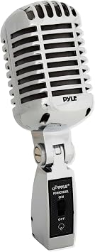 Pyle Classic Retro Dynamic Vocal Microphone - Old Vintage Style Metal Unidirectional Cardioid Mic with XLR Cable - Universal Stand Adapter - Live Performance Studio Recording - PDMICR68SL Silver