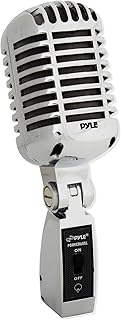 Pyle Classic Retro Dynamic Vocal Microphone - Old Vintage Style Metal Unidirectional Cardioid Mic with XLR Cable - Universal Stand Adapter - Live Performance Studio Recording - PDMICR68SL (Silver)