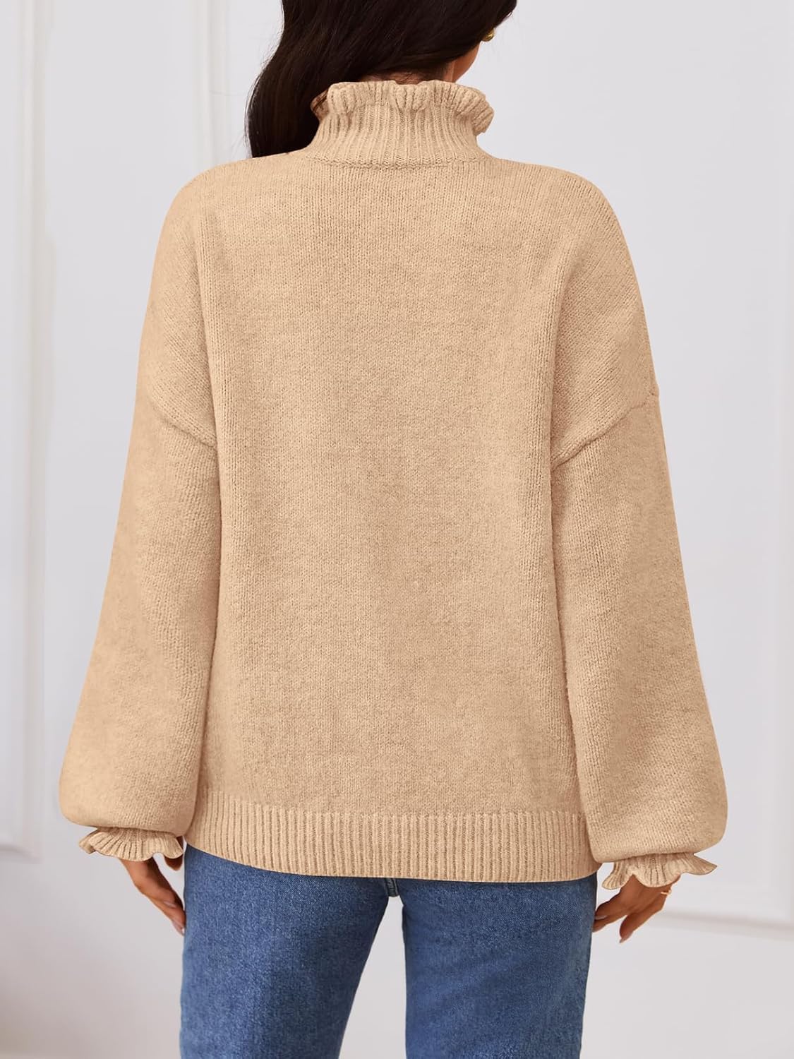 MEROKEETY Women's Fall 2026 Chunky Cardigan Sweaters Trendy Ruffle Button Down Long Sleeve Casual Knit Coat Winter Clothes - Image 4