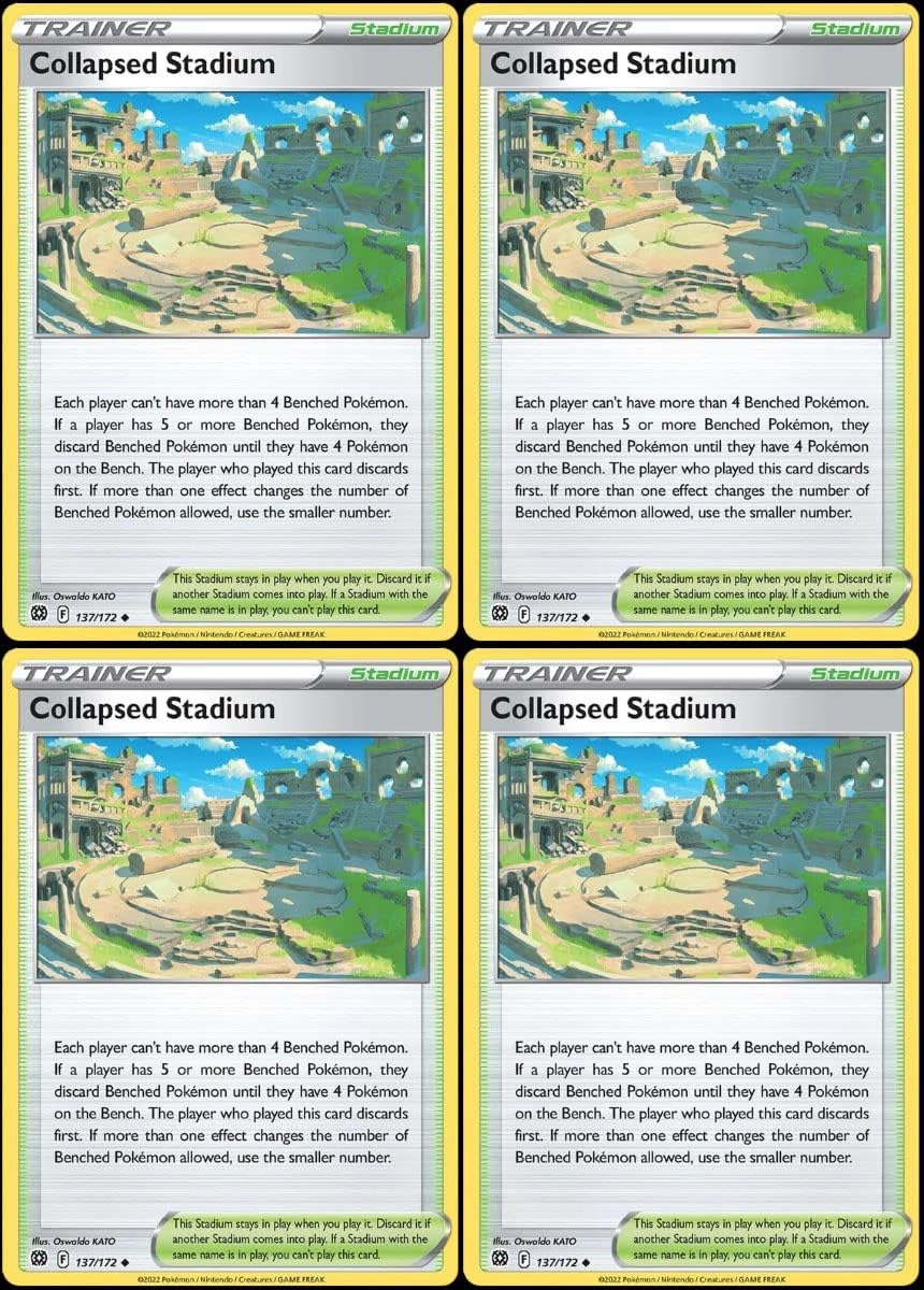 Collapsed Stadium 137/172 - Brilliant Stars - Pokemon Trainer Card Lot Playset x4