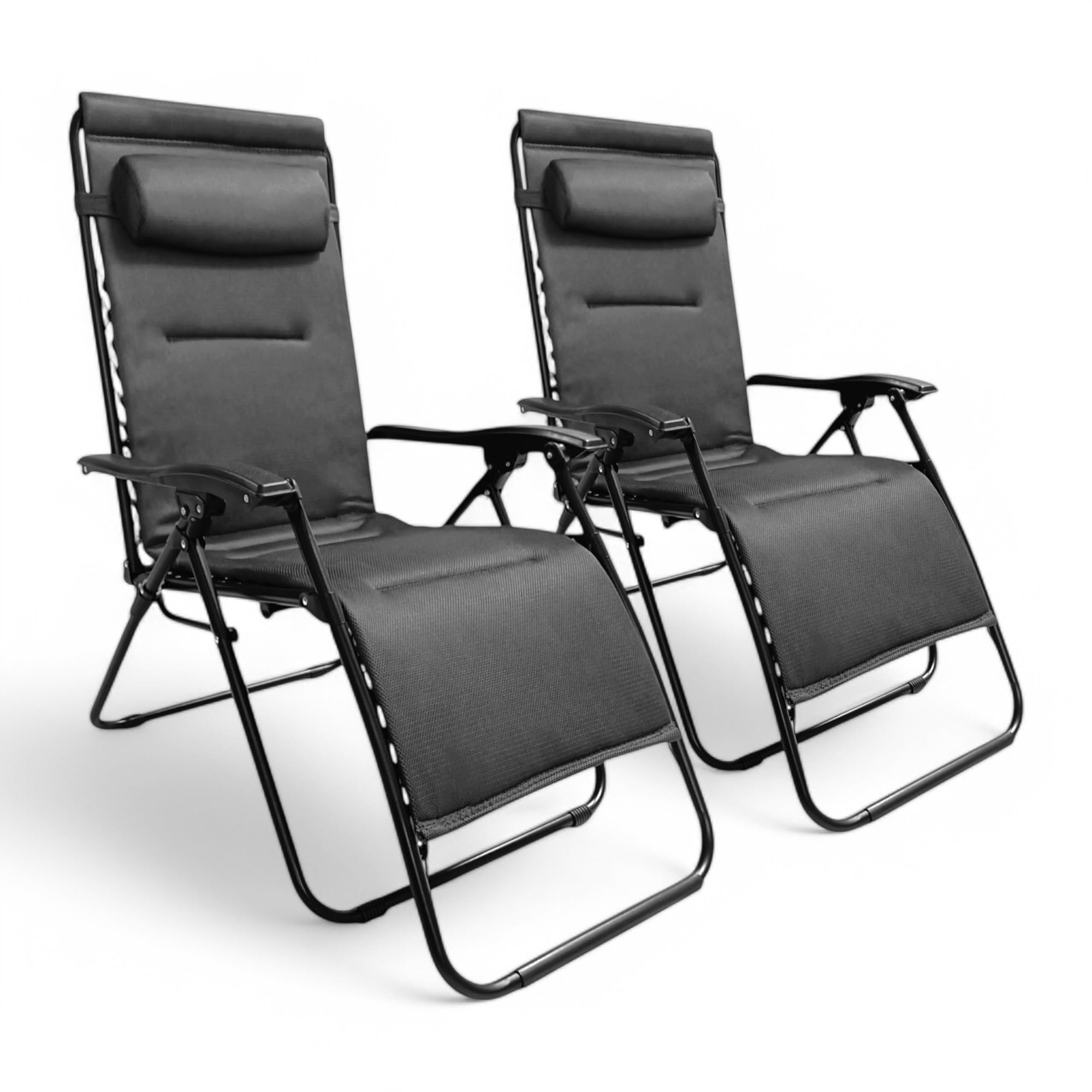 Pincho Tumbonas Jardín Exterior Plegable de Gravedad Cero - Pack 2 Sillas Acolchadas Reclinables o Hamacas para Playa, Terraza y Camping, Ligeras y Cómodas