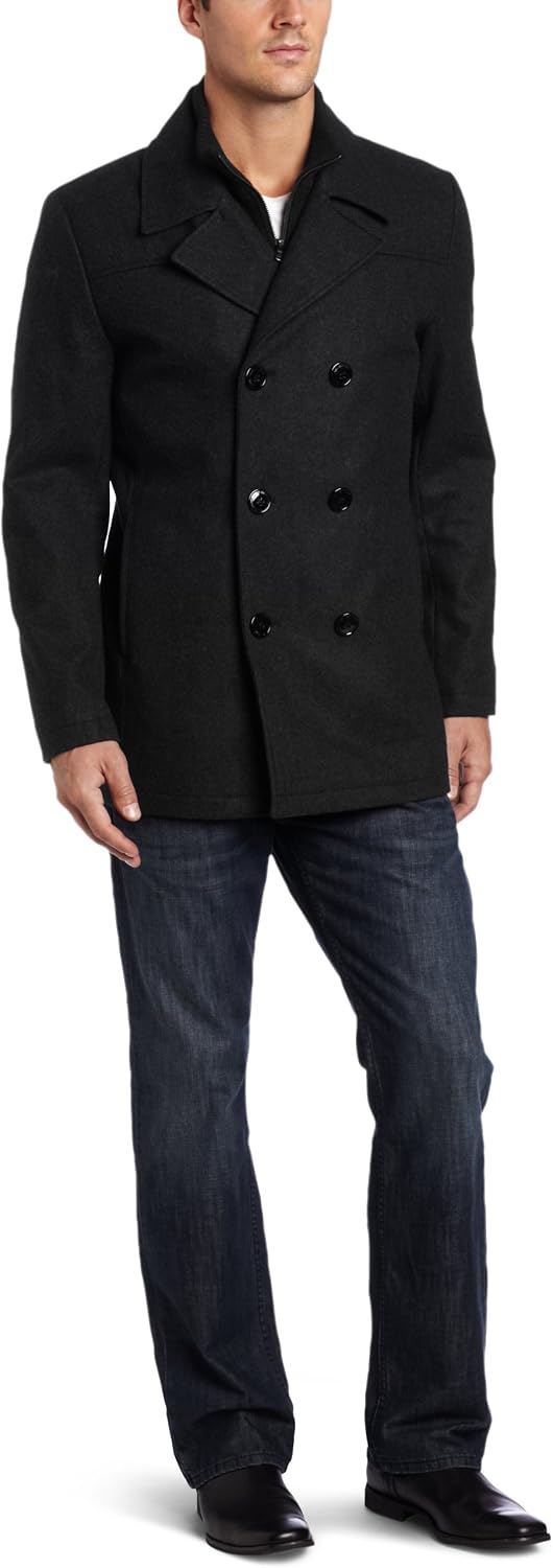 Kenneth Cole Men's Pea Coat With Bib