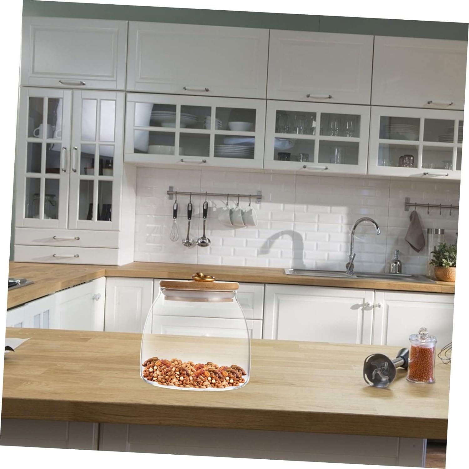 2 Pcs Glass Storage Jar Glass Jar Kitchen Food Jars Glass Seal Jar Food Storage Jar Glass Food Container Nut Storage Jars Glass Containers Food Glass Canister Glass Tea Ja