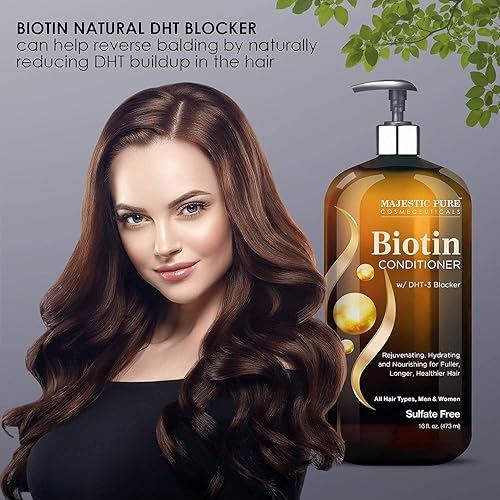 Miniatura 9 de Majestic Pure Biotin con DHT Blocker Complex Champú y Acondicionador Set (16 oz cada uno) y Biotina Acondicionador (16 oz) Bundle