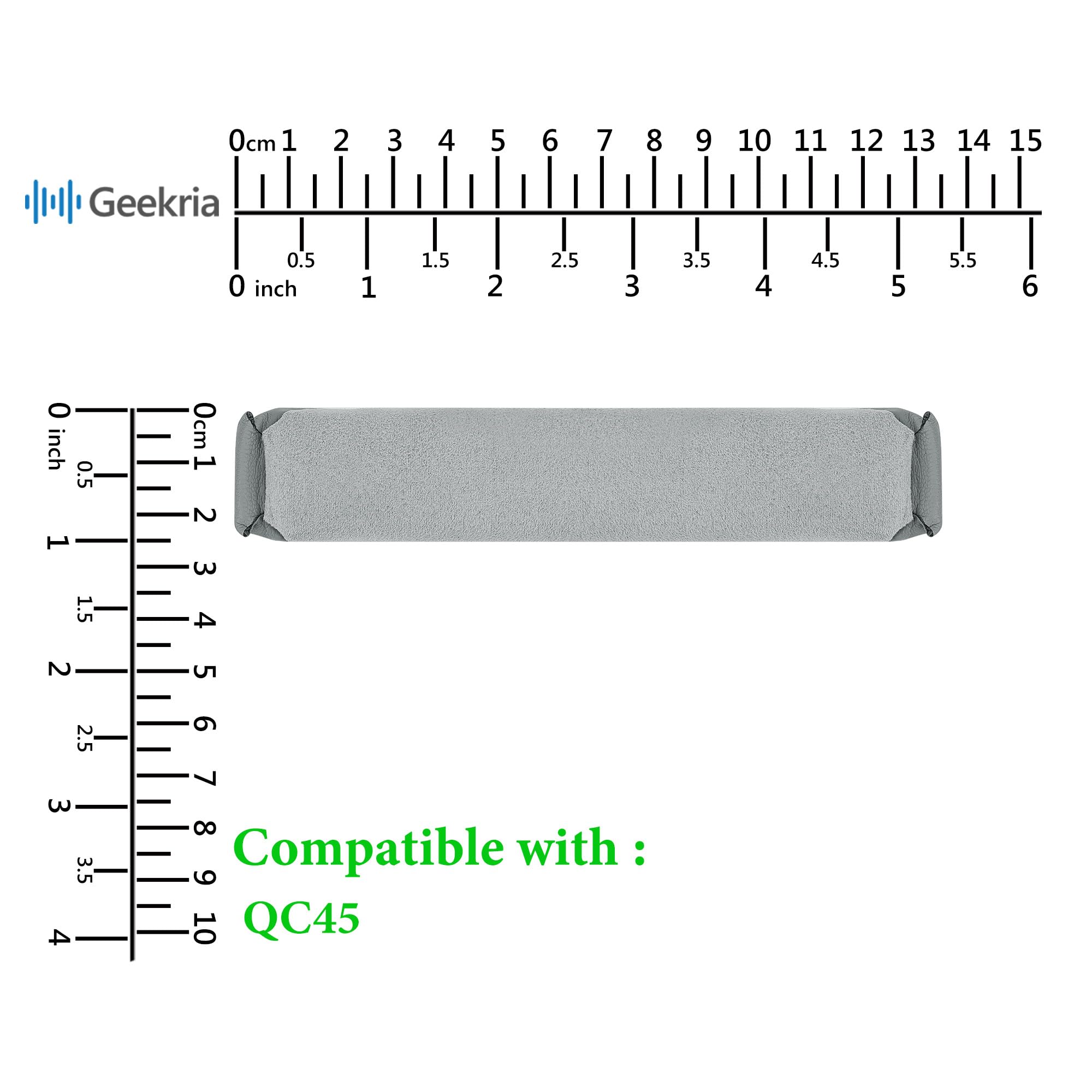 Diadema De Repuesto En Terciopelo Para Auriculares Bose QC35, QC35II, QC45 - Color Gris, Geekria Lammy
