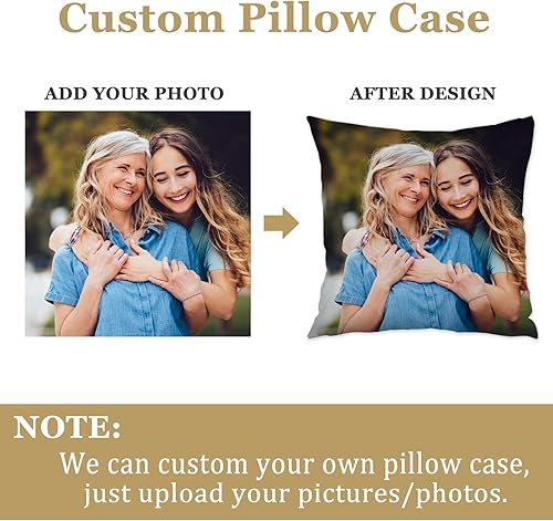Miniatura 3 de Kufutee Funda de almohada personalizada con tu imagen de texto, funda de almohada personalizada con foto para sofá, sofá, interior y exterior (mamá)