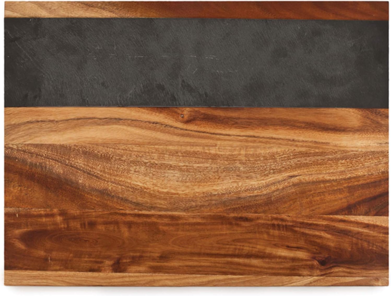 Twine Rustic Farmhouse Wood with Slate Cheese Board and Chalk Set, Acacia Wood and Natural Slate Cutting Board, Soapstone Chalk, 15" by 11", Gourmet Gift Set