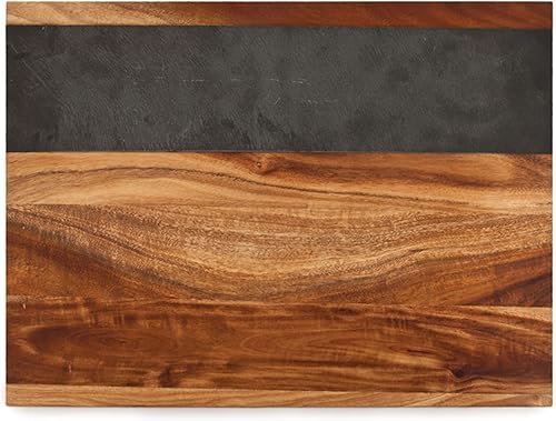 Vista 100 de Twine Juego de tablas de queso de acacia y pizarra, cuencos y cuchillos para charcutería, bandeja de queso de pizarra para quesos de madera, juego