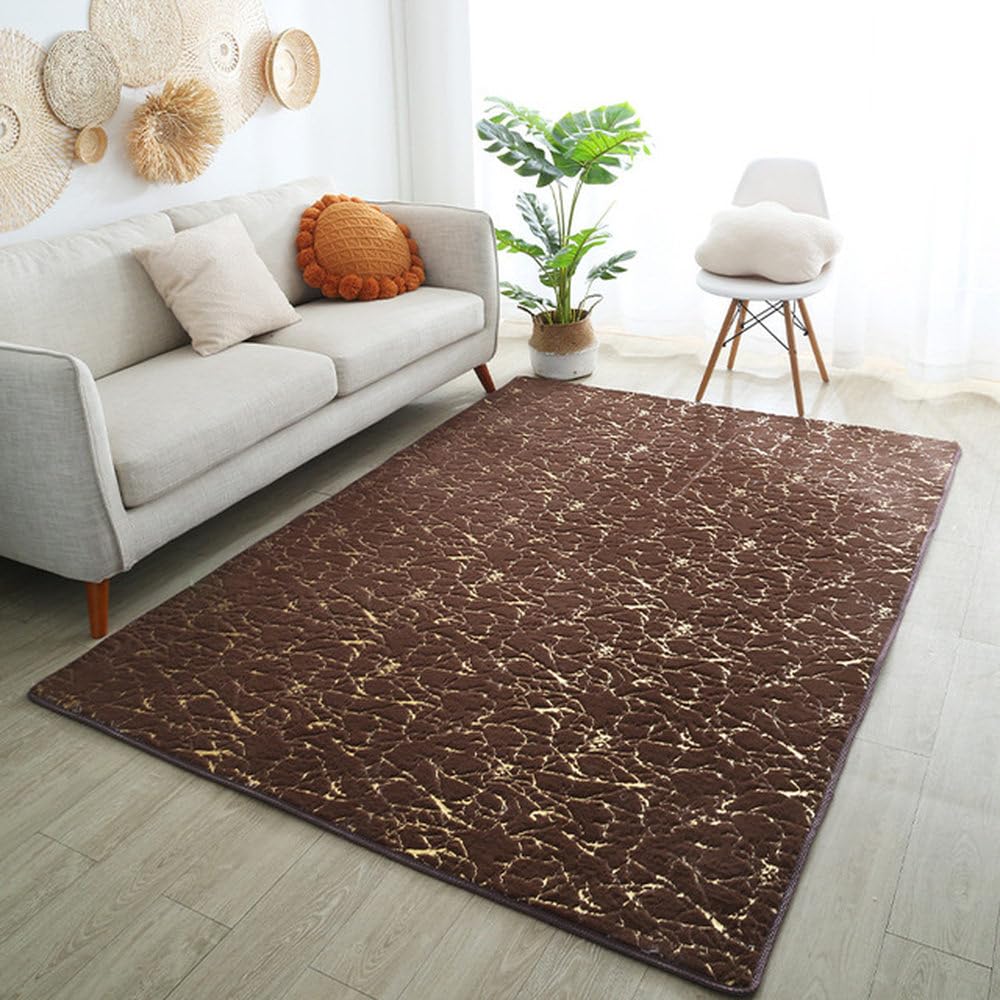 Tapis de salon en marbre or blanc moelleux 160X200 cm