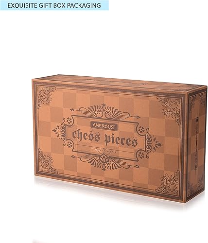 Miniatura 9 de AMEROUS Piezas de ajedrez ponderadas de alto polímero con tamaño King de 4.25 pulgadas, 2 reinas adicionales, paquete de regalo, juego de ajedrez