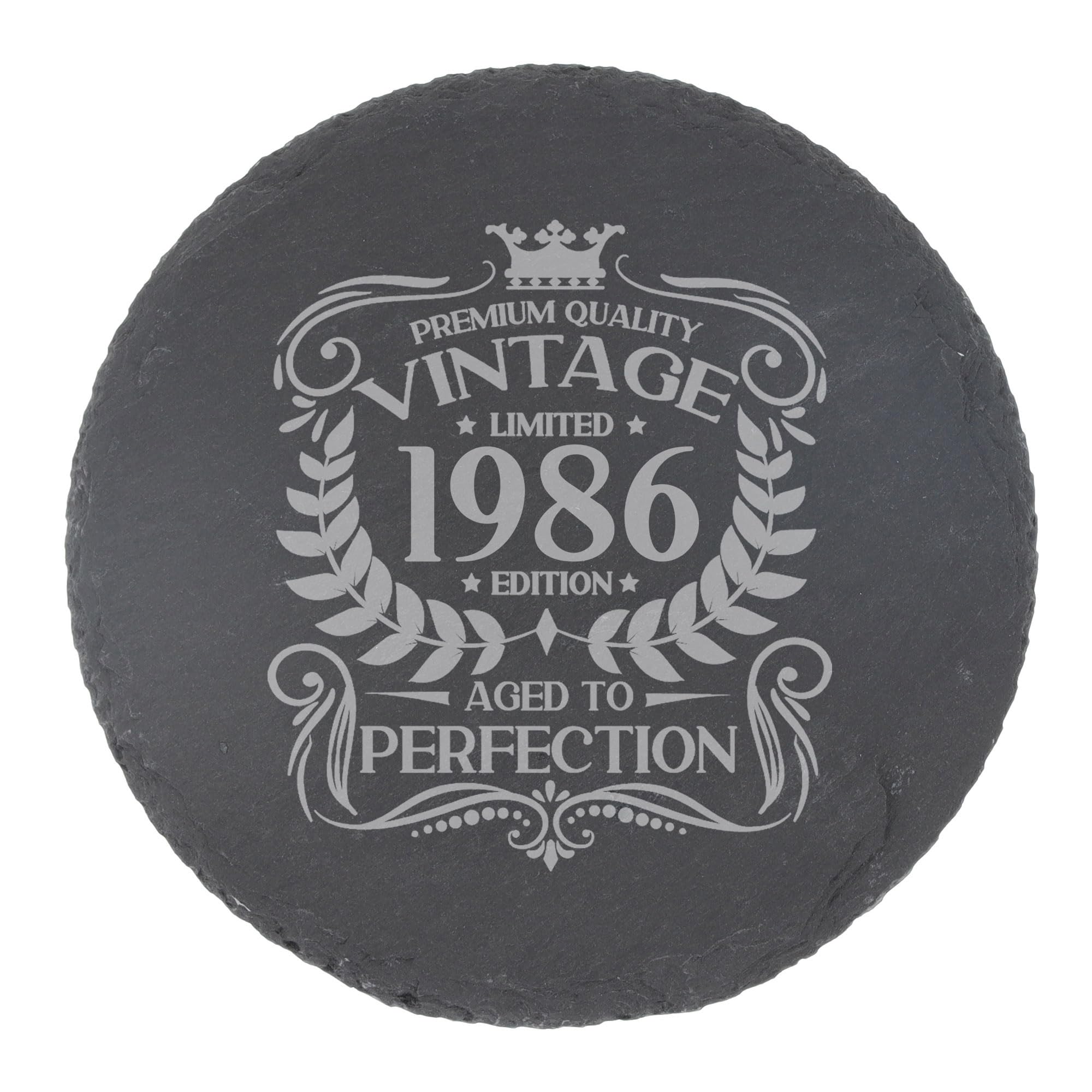80th Birthday Gift for Men Vintage 1946 Aged to Perfection Engraved Slate Coaster Present for 80 Year Old Etched Natural Slate Placemat (Round Slate) — view 151