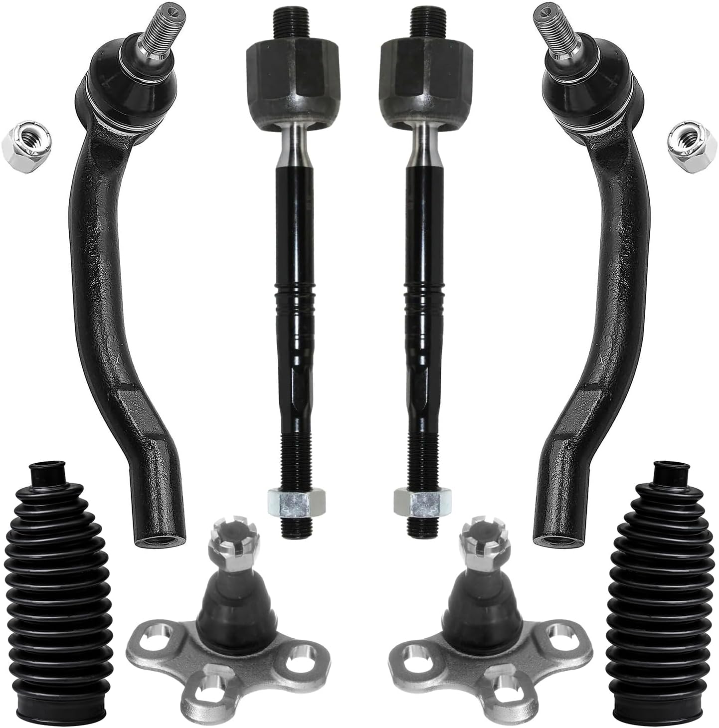 8pc Front Inner Outer Tie Rods Lower Ball Joints Suspension Kit