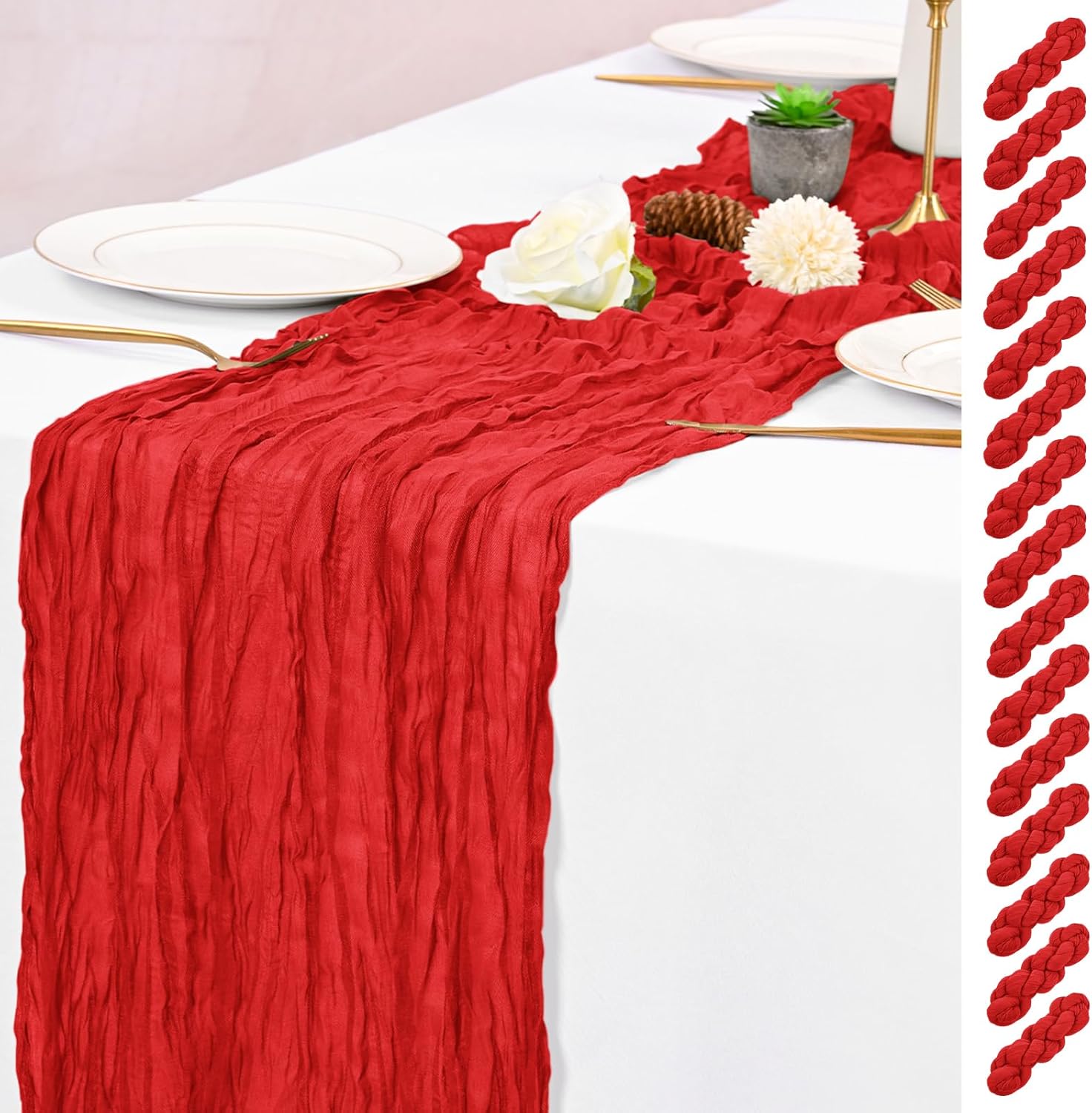 25 Pack Dusty Blue Table Runner 17 x 108inch Cheesecloth Table Runner Boho Gauze Table Runners Rustic Sheer Fabric Cheese Cloth Table Runners for Wedding Party Bridal Shower Farmhouse Home Decor