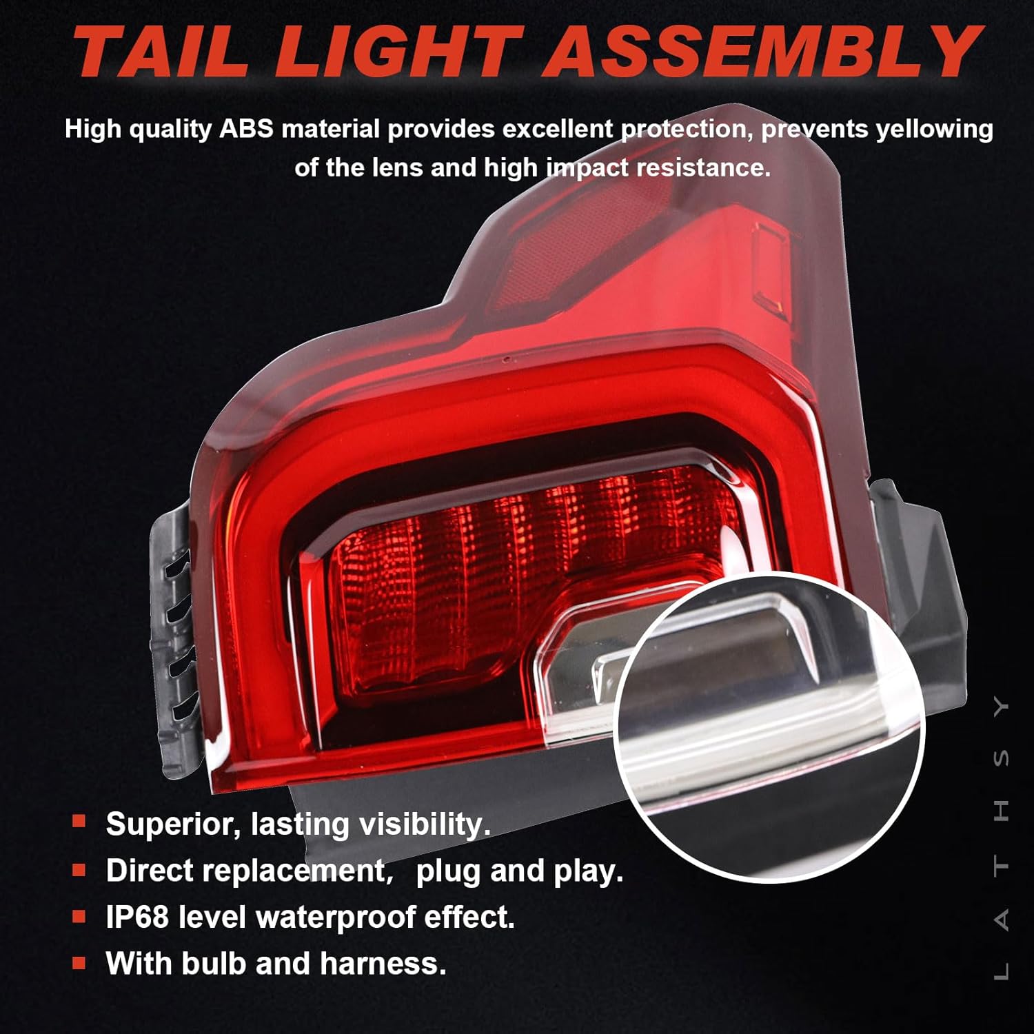 LED Tail Light Compatible With 2020-2023 GMC Acadia Rear Light Taillight Right and Passenger Outer Right Chrome Bezel Side Replace 85150720