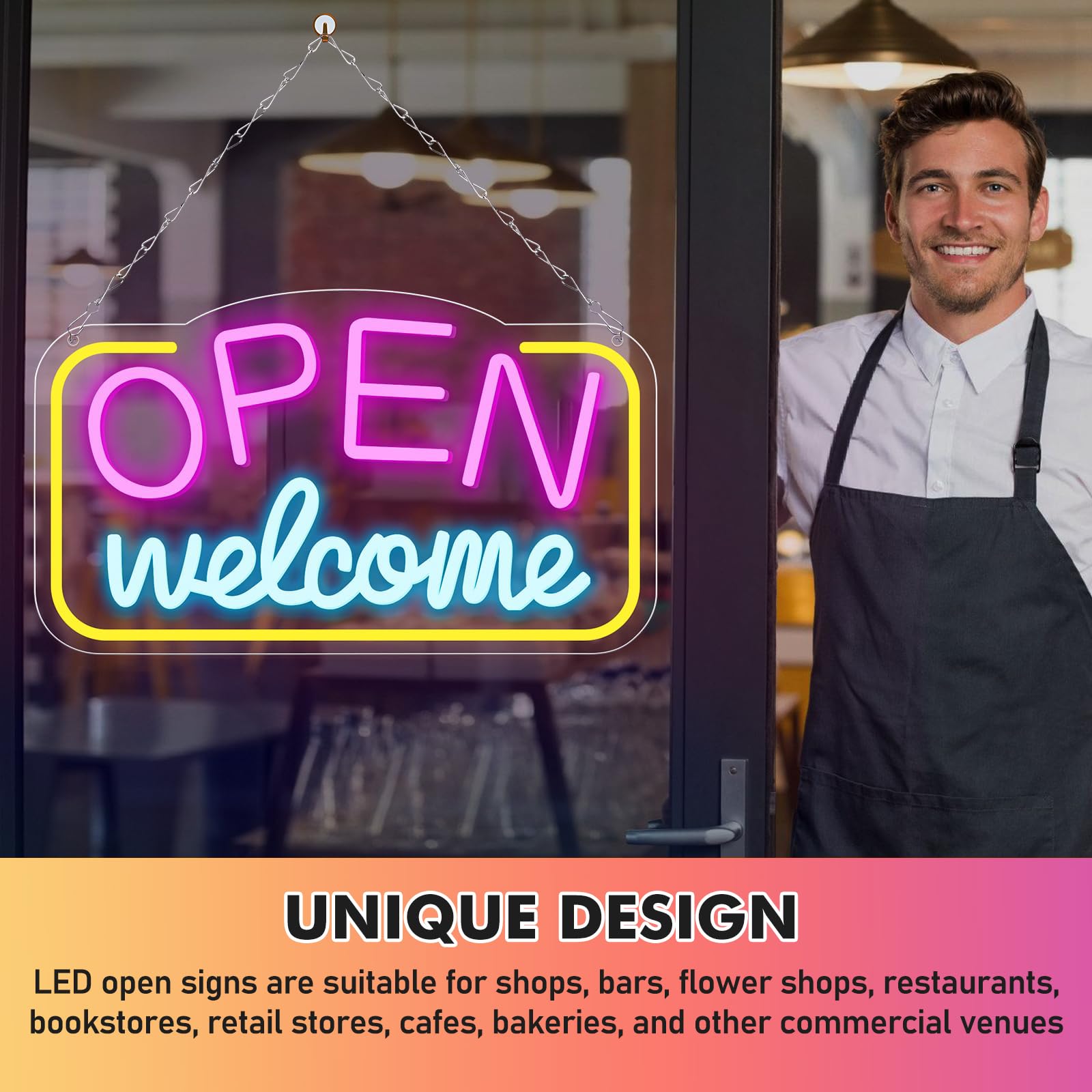 Open Insegna Al Neon Di Benvenuto, Insegna Al Neon Aperta 43 X 23 Cm, Cartello A Led Open Neon Alimentata Tramite Usb, Pannello Luminoso Al Neon Per Bar, Gaming, Camera Da Letto, Decorazione Verticale