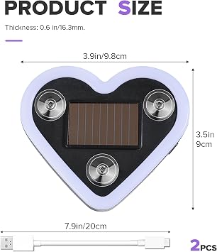 2PCS Solar Heart Lights,Car Accessories Universal 5 Modes Solar Powered Heart Shape Lights for Car Back Window Decoration,Automotive Neon Accent Light,Suitable for Cars,Trucks,or SUVs