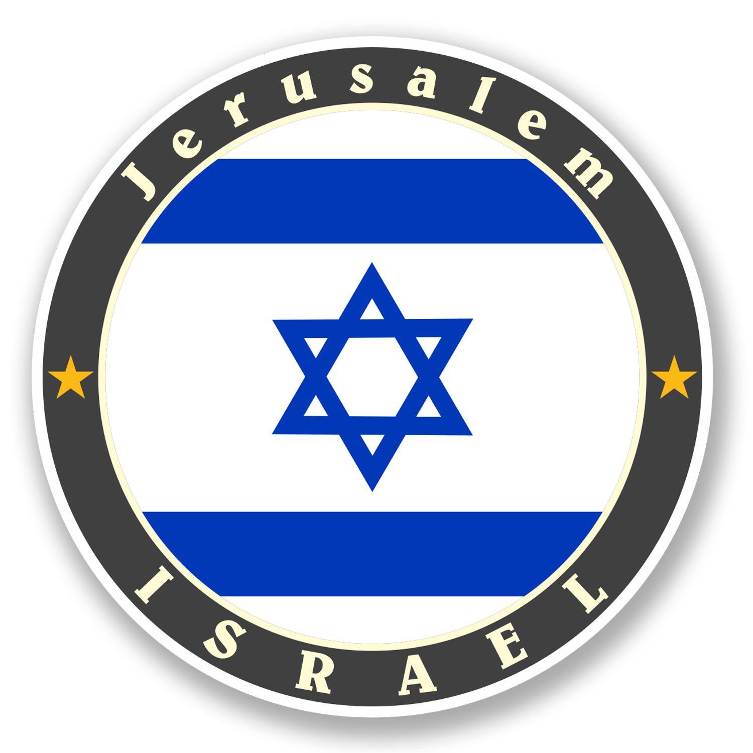 Destinationvinyl Multi 2 X Jerusalem Israel Vinyl Decal Sticker Laptop Tablet Car Bike Flag Label #5618 (10Cm X 10Cm)