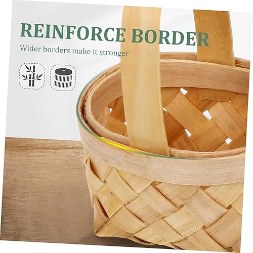 Miniatura 5 de Zerodeko 4 cestas tejidas a mano para niña de flores, cesta rústica de boda, cesta de picnic de mimbre, cesta de virutas de madera, contenedores