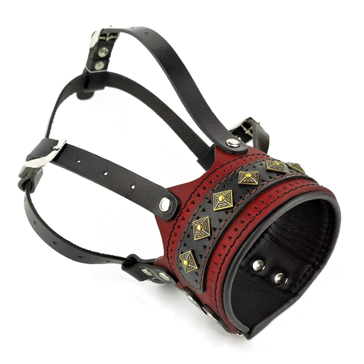 Bozal para perro Bestia "Balteus". Piel auténtica. Acolchado suave. Calidad hecha a mano. Fabricado en Europa. Diseño único.