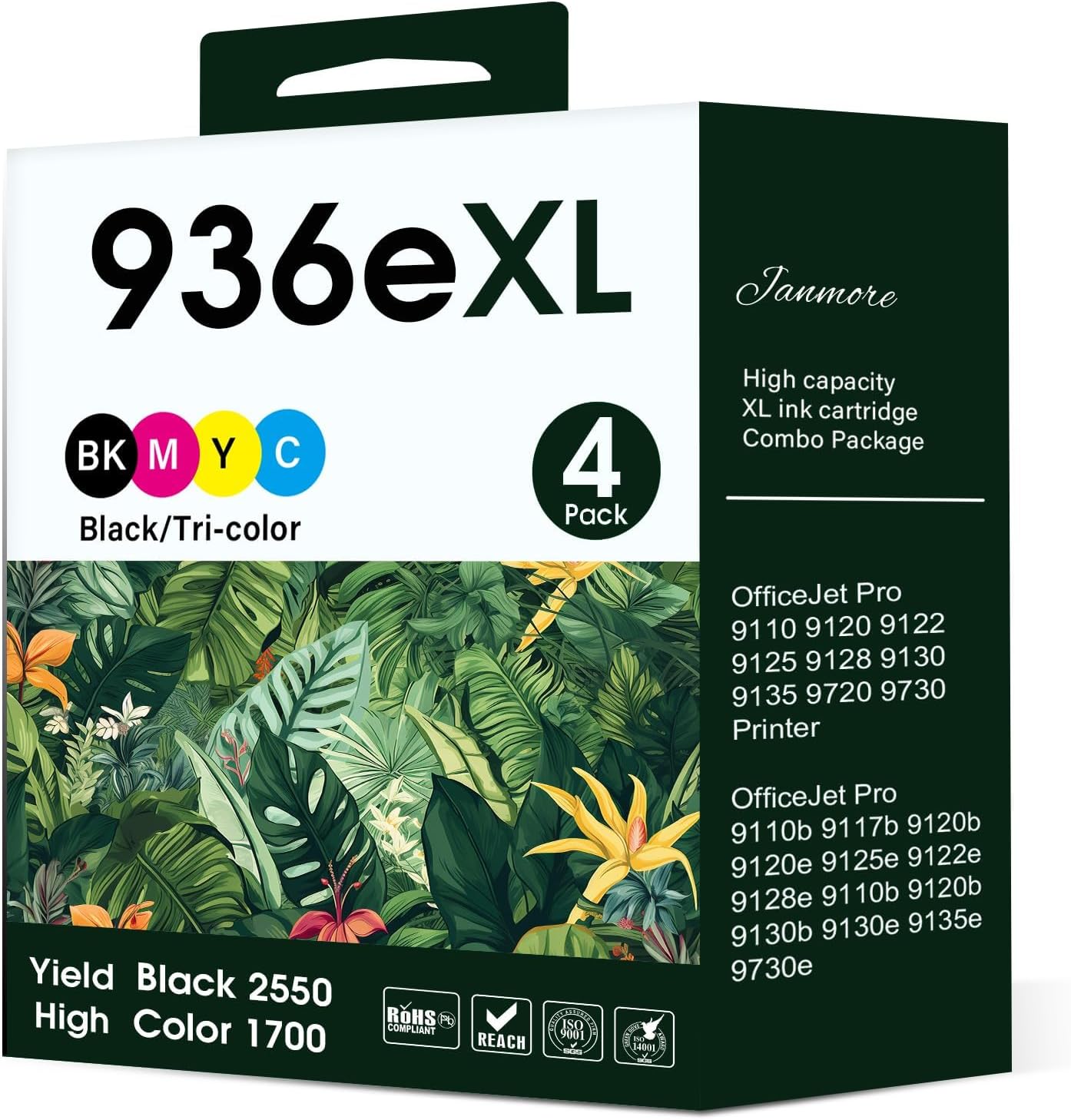 936XL 936e Ink Cartridge High Yield Replacement for HP Ink 936 Black and Color with Latest Chip Compatible for OfficeJet Pro 9110b, 9120b, 9130b series, 9110, 9120, 9130, 9720, 9730 series Printer