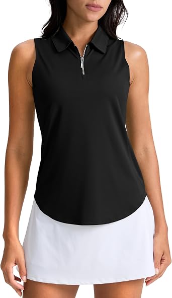 G Gradual Womens Golf Shirt Sleeveless Zip Up Collared Polo Shirts | Lightweight, Tapered Waist Design, UPF 50+, Flattering Fit, Perfect for Hot Weather, Tennis, Athletic