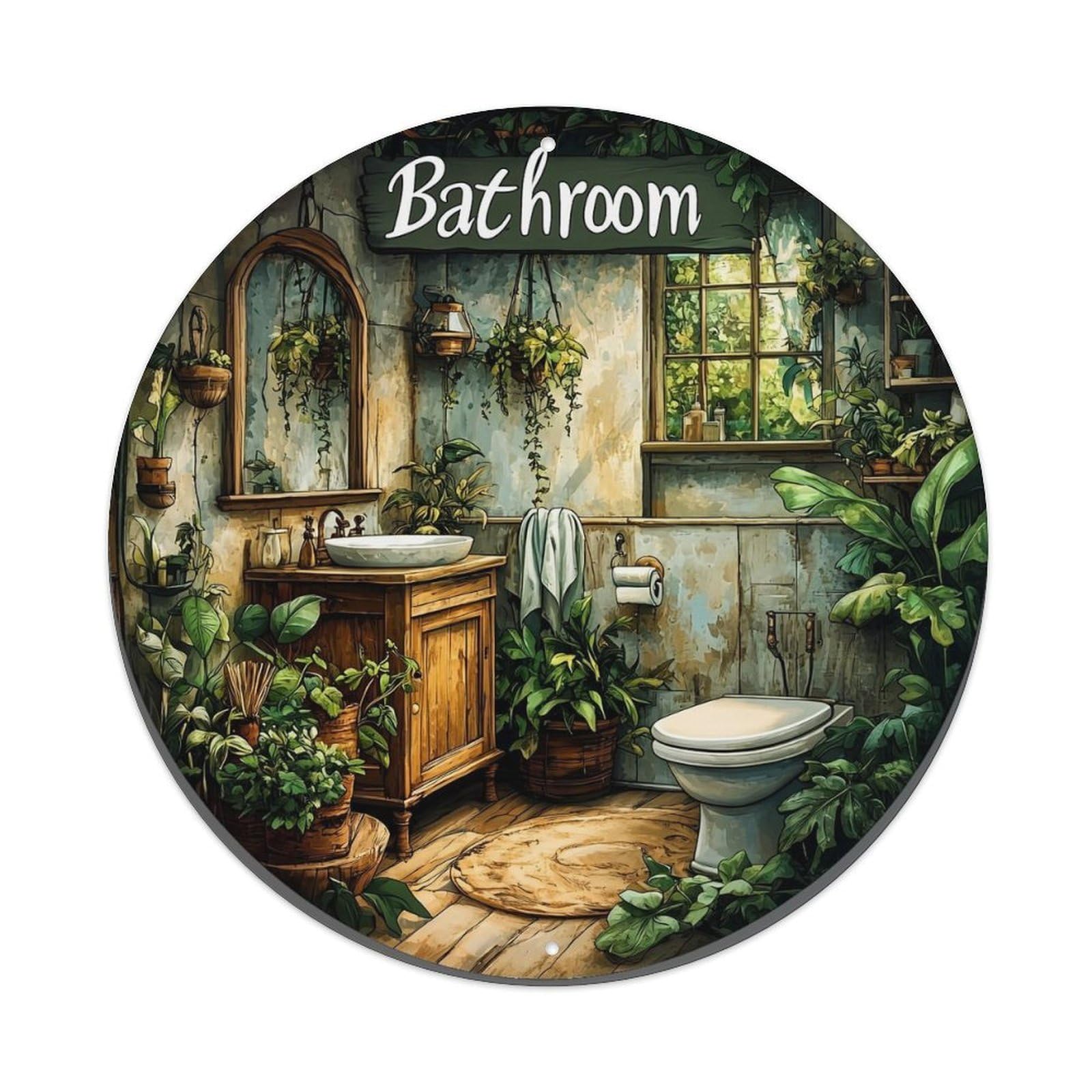Bathroom Garden Plant Decorative Pattern Metal Tin Sign Plaque